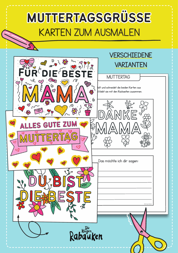 Muttertagsgruesse Katen zum Ausmalen