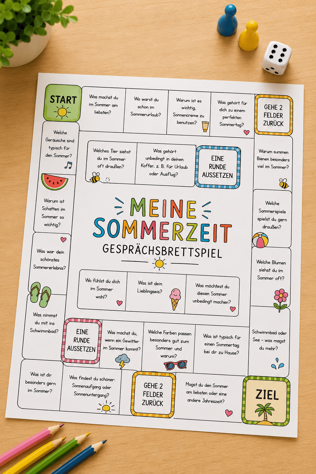 Grundschule Brettspiel Sommer