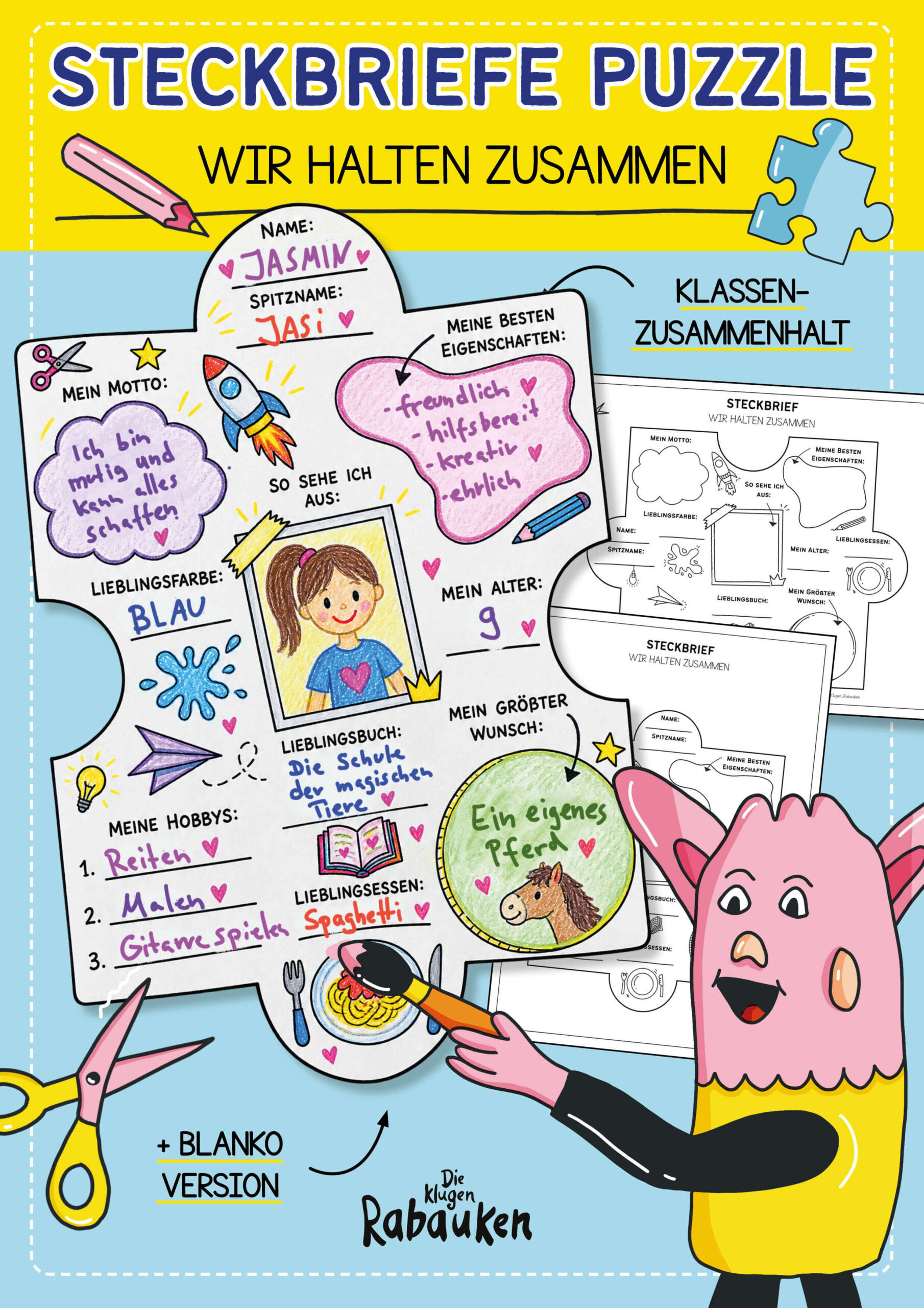 Steckbrief Puzzle – Steckbriefe zum Schuljahresanfang