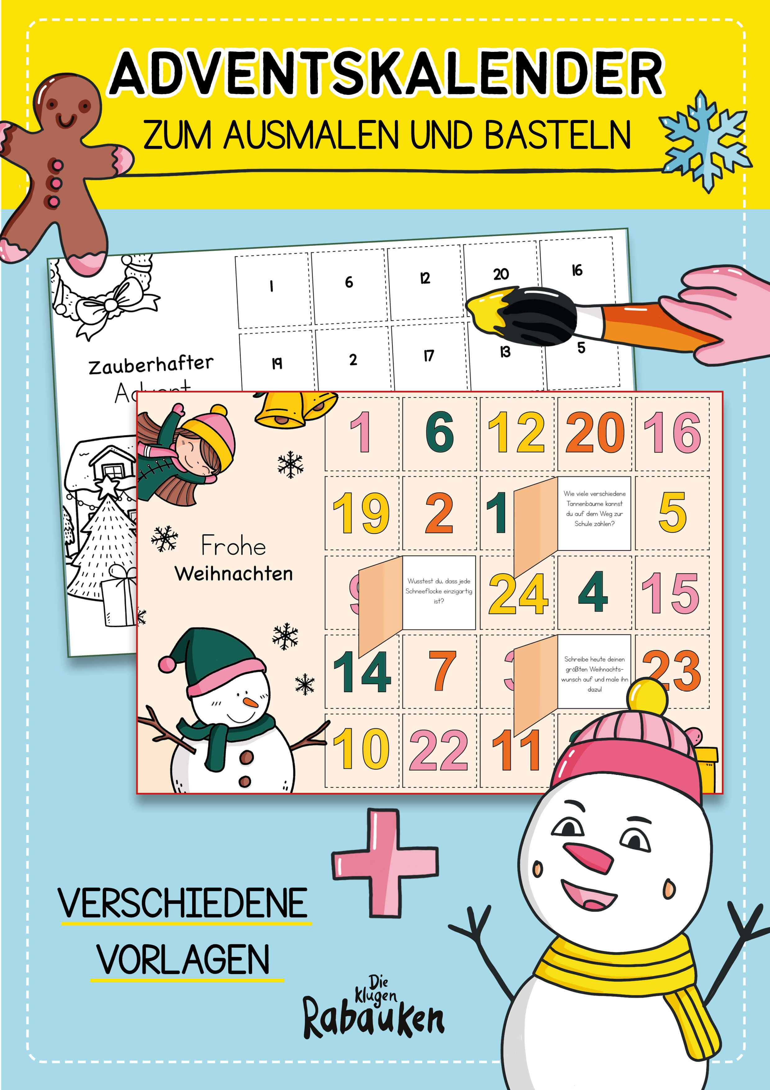 Adventskalender Cover – Adventskalender basteln mit 24 Türchen, kleinen Aufgaben und Vorlagen zum Ausmalen