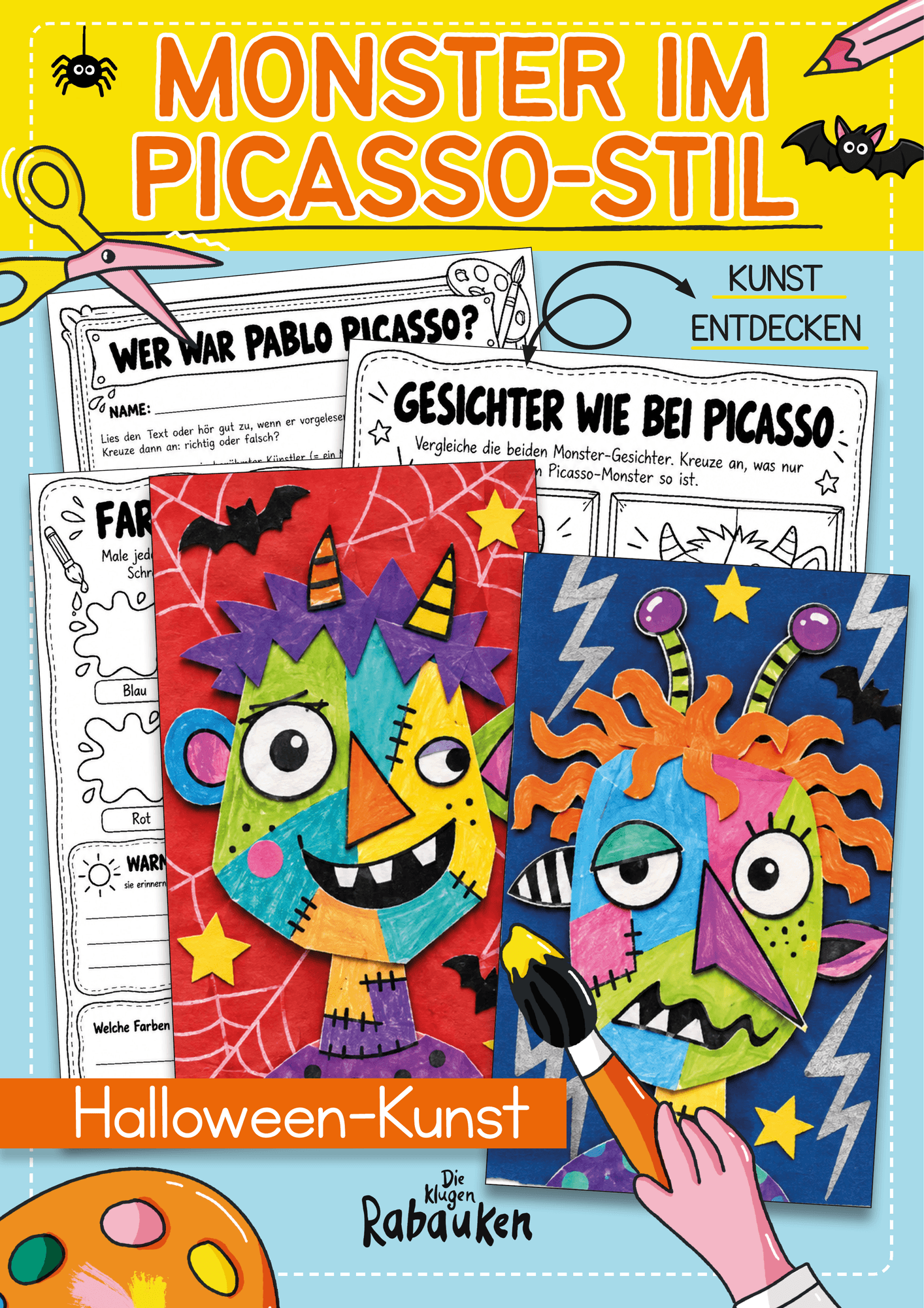 Picasso in der Grundschule: Monster-Collage zu Halloween